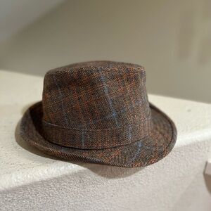 Peter Grimm Fedora Wool‎ Polyester Small/Medium Tweed Leather Signature Wrap